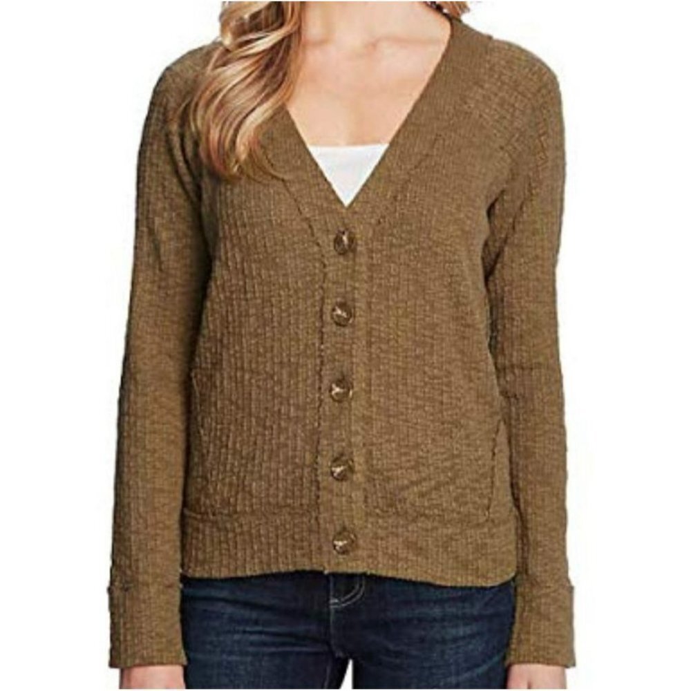 12.  Two by Vince Camuto Casual Olive Green Cardigan Top Size M